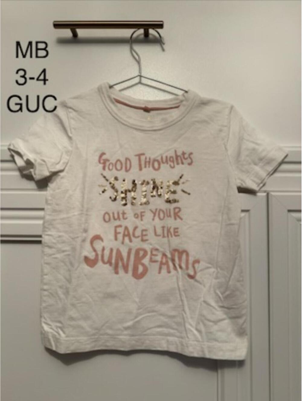 Mini Boden Kids White Graphic T-Shirt Size 3-4